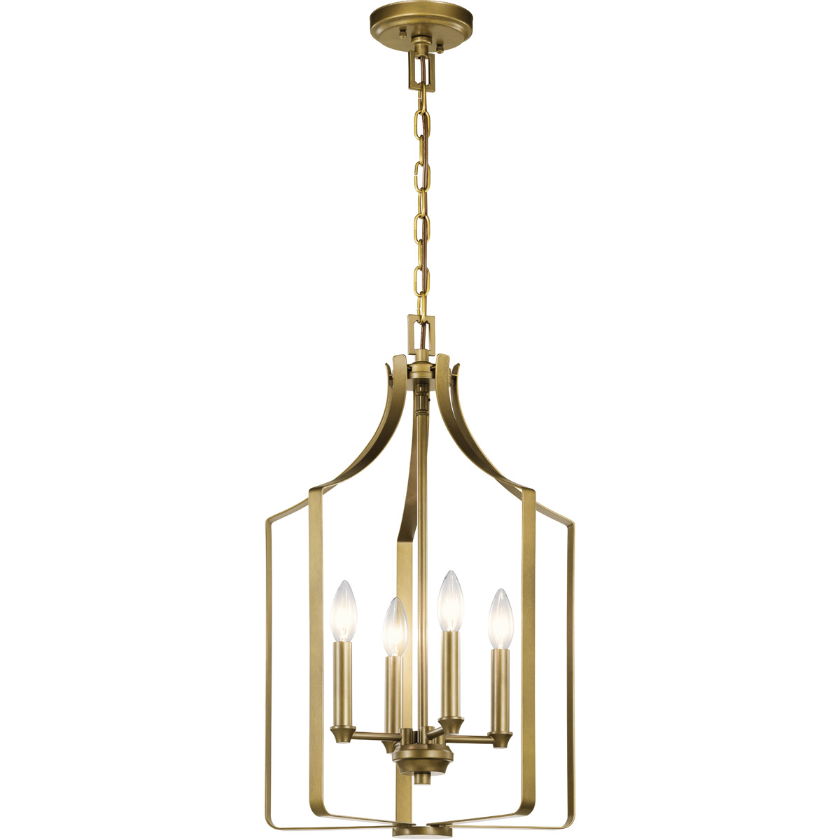 Kichler Morrigan Natural Brass Steel Mini Chandelier | 4-Light