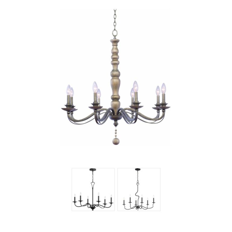 Kalco Colony Hand-Forged Iron & Wood 8-Light Chandelier
