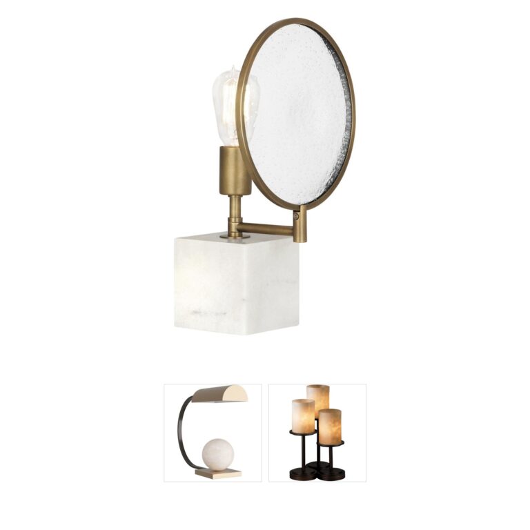 Robert Abbey Fineas Aged Brass Accent Lamp with Alabaster Base