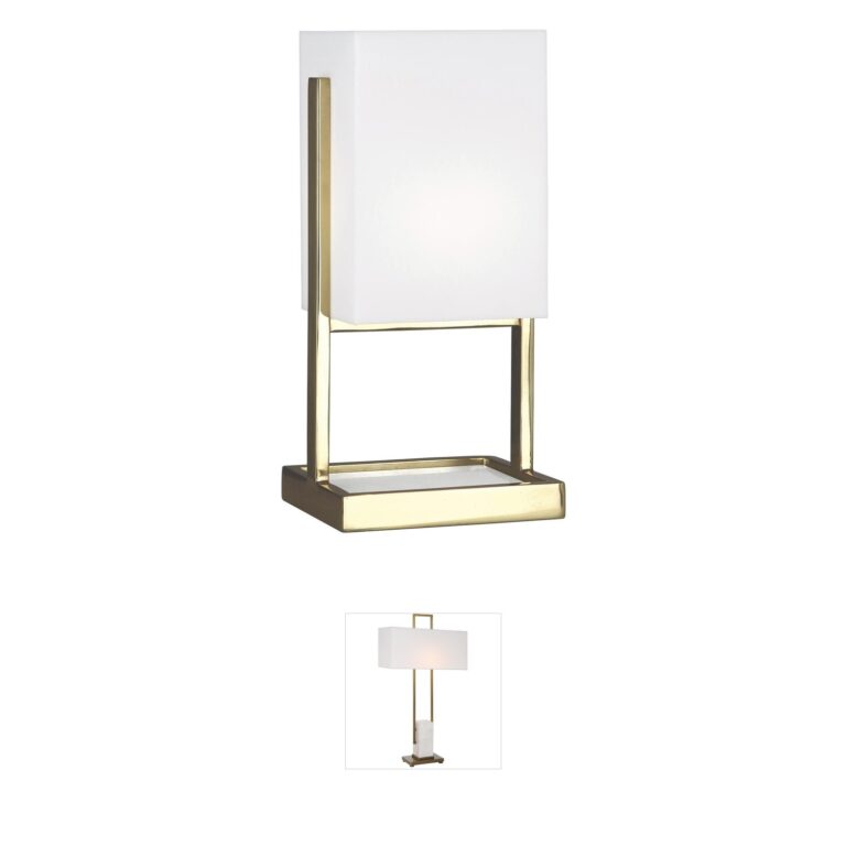 Robert Abbey Nikole Modern Brass Accent Lamp with White Marble Base
