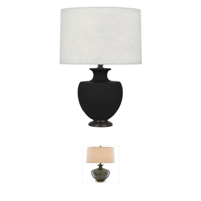 Robert Abbey Michael Berman Atlas Matte Dark Coal Ceramic Table Lamp
