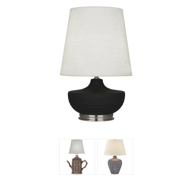 Robert Abbey Michael Berman Nolan Matte Dark Coal Ceramic Table Lamp