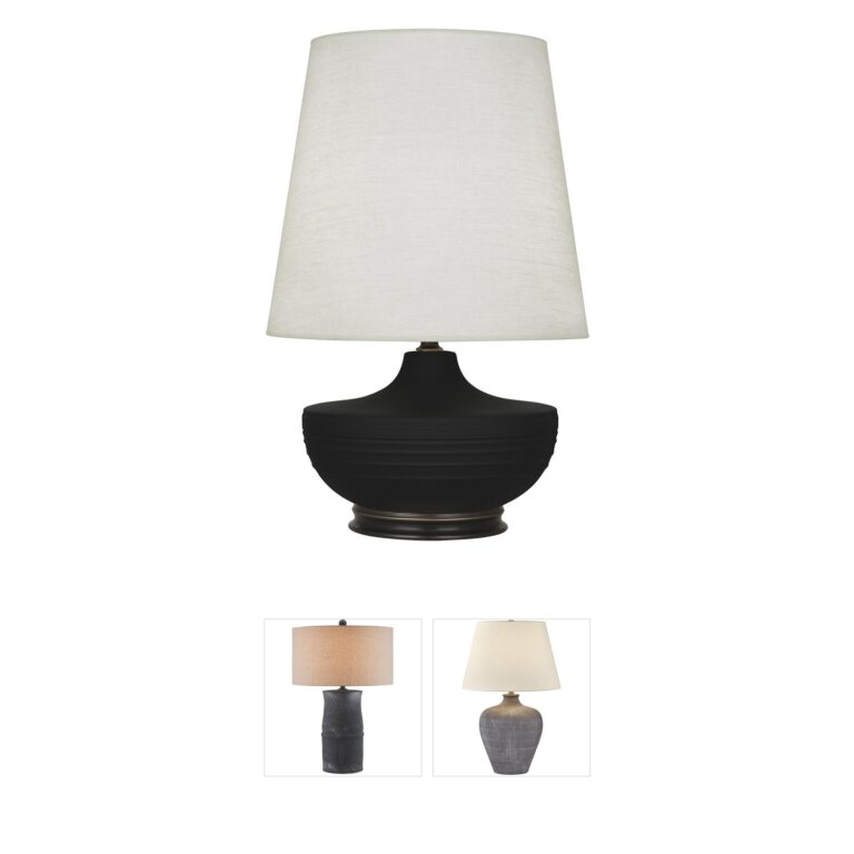 Robert Abbey Michael Berman Nolan Matte Dark Coal Ceramic Table Lamp