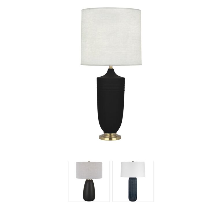 Robert Abbey Michael Berman Hadrian Matte Dark Coal Glazed Ceramic Table Lamp