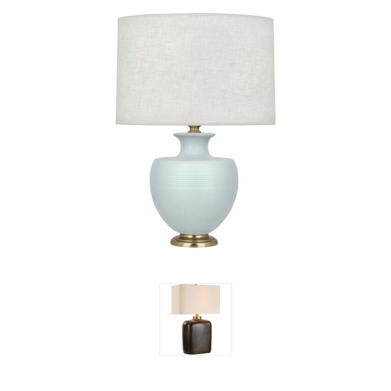 Robert Abbey Michael Berman Atlas Matte Sky Blue Ceramic Table Lamp