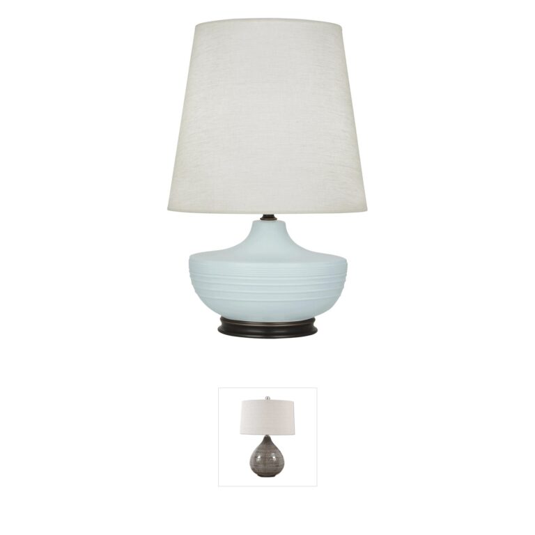 Robert Abbey Michael Berman Nolan Matte Sky Blue Glazed Ceramic Table Lamp