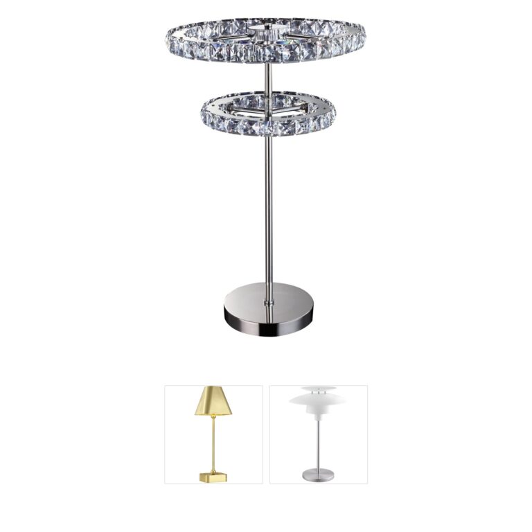Bethel International Dn Series Clear Crystal Chrome Table Lamp