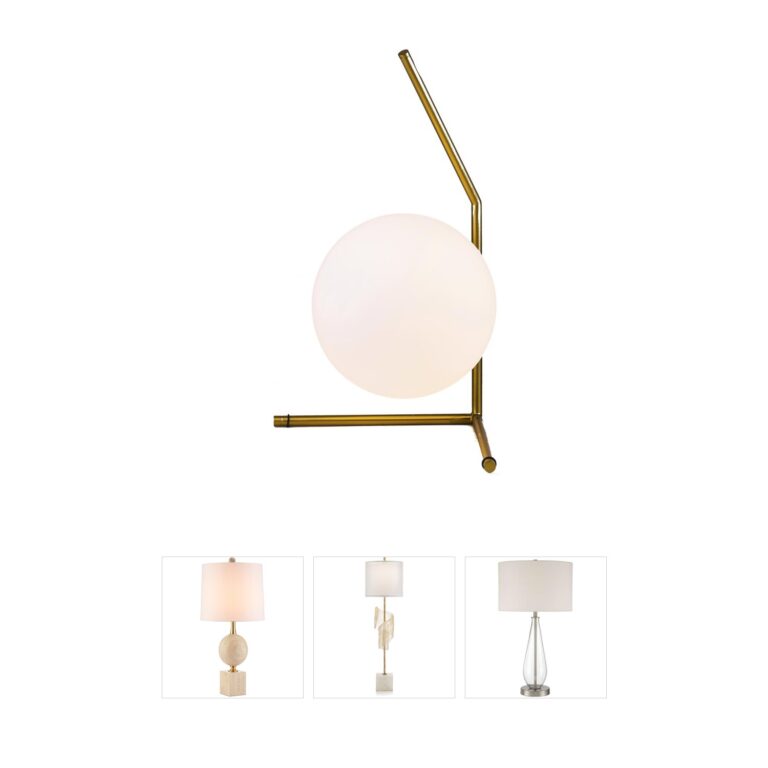 Bethel International Canada Brass and Milk White Glass Table Lamp