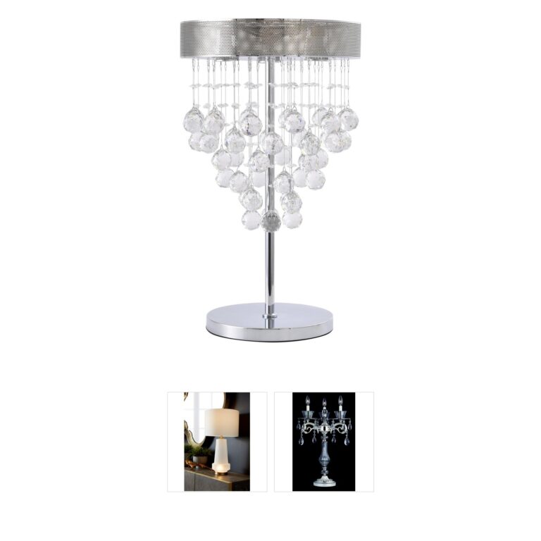 Bethel International Canada 3-Light Chrome and Clear Crystal Table Lamp