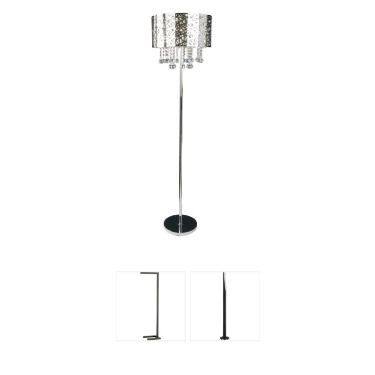 Bethel International Ol Series Chrome Metal and Clear Crystal Floor Lamp