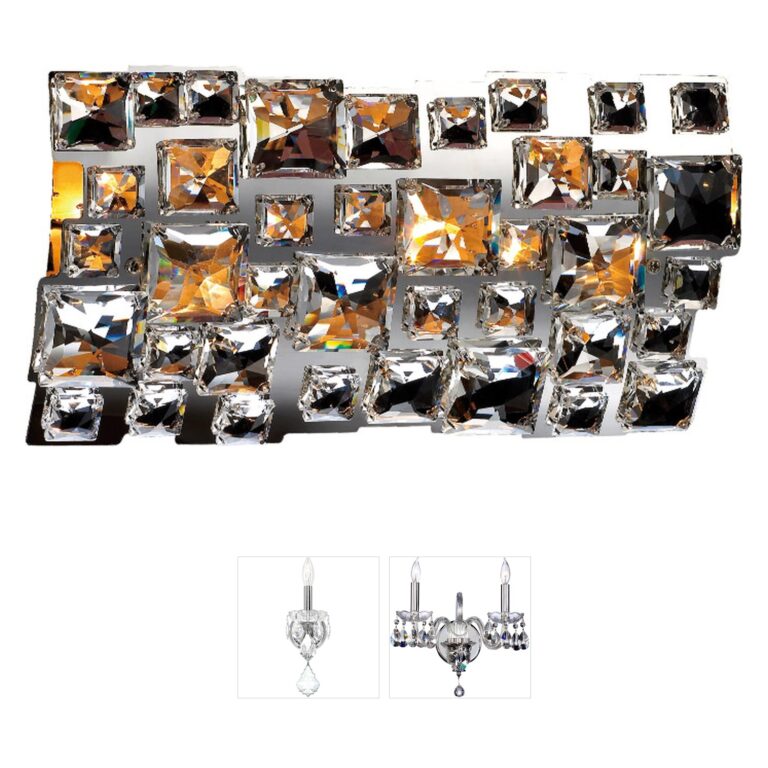 Bethel International Za Series Chrome Metal and Clear Crystal Wall Sconce