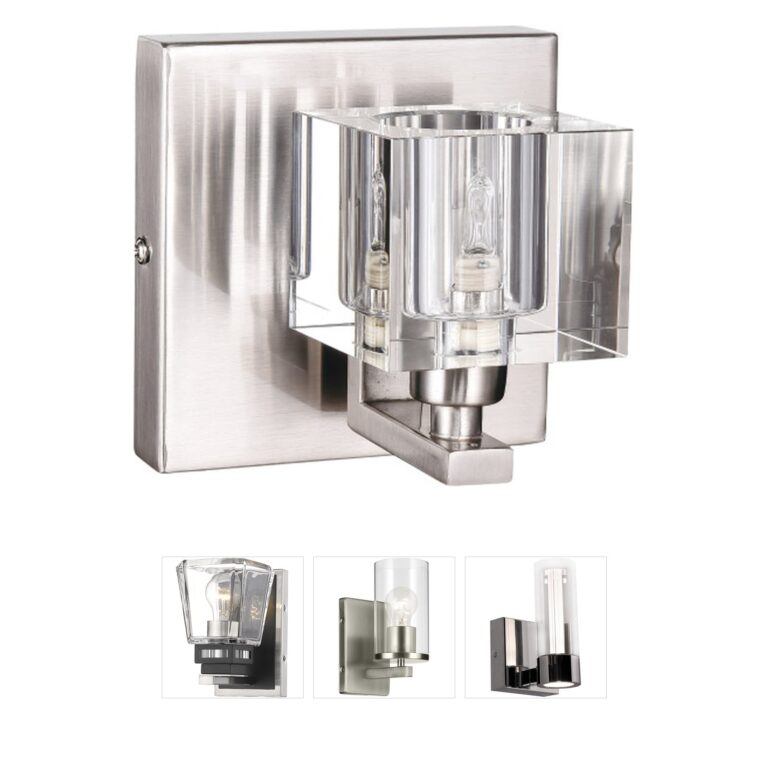 Bethel International Zp Series Chrome and Clear Crystal Wall Sconce