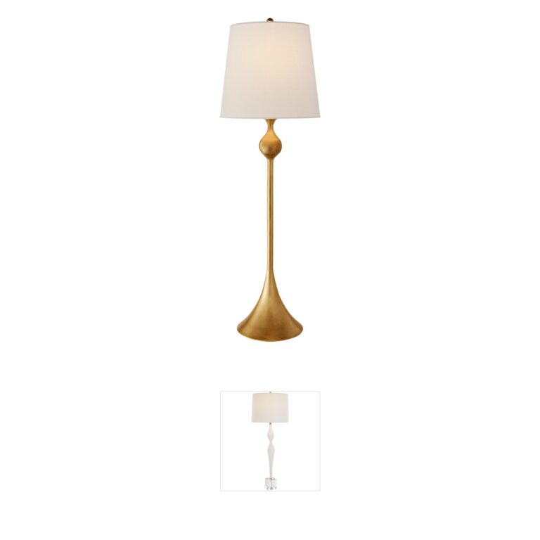Visual Comfort Signature Collection AERIN Dover Gild Buffet Lamp with Linen Shade