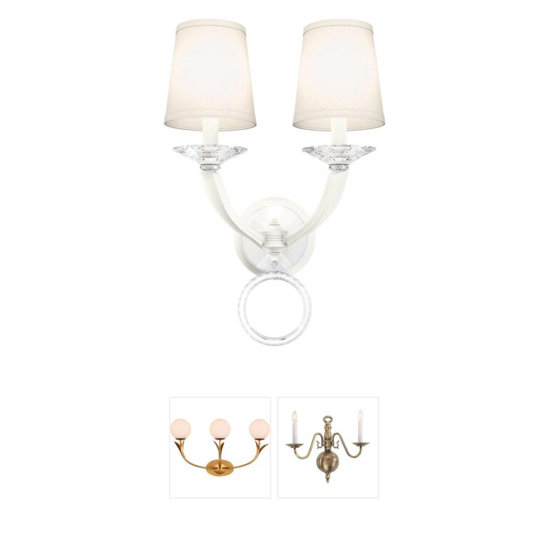 Schonbek Emilea 2-Light White Wall Sconce with Clear Optic Crystal