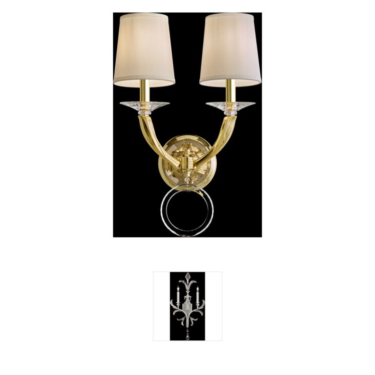 Schonbek Emilea Antique Silver 2-Light Wall Sconce with Clear Optic Crystal