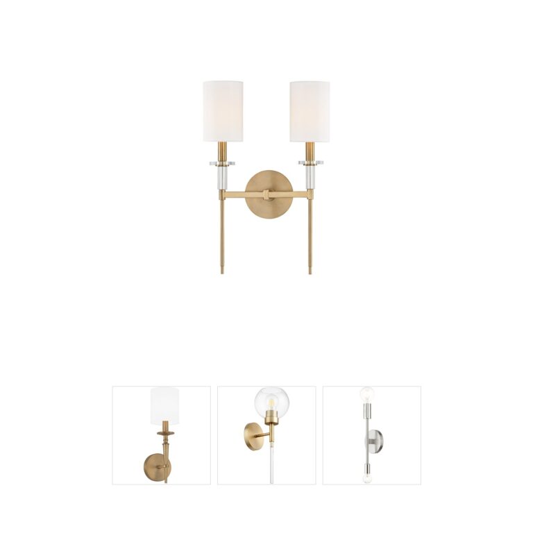 Hudson Valley Amherst Aged Brass & Faux Silk Wall Sconce