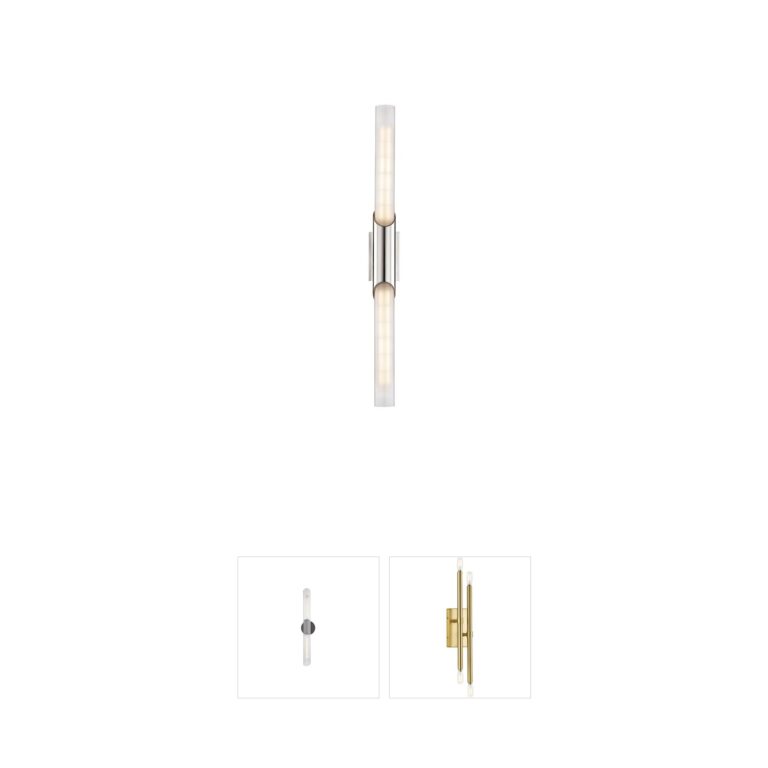 Hudson Valley Pylon Polished Nickel 2-Light Etched Glass LED Wall Sconce