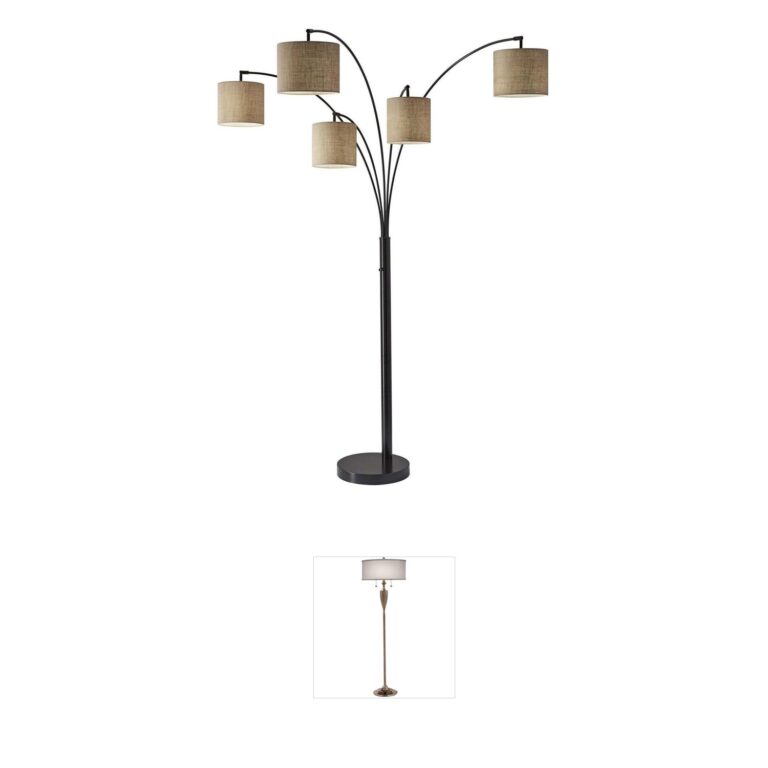 Adesso Trinity 5-Light Burlap Arc Lamp in Antique Bronze