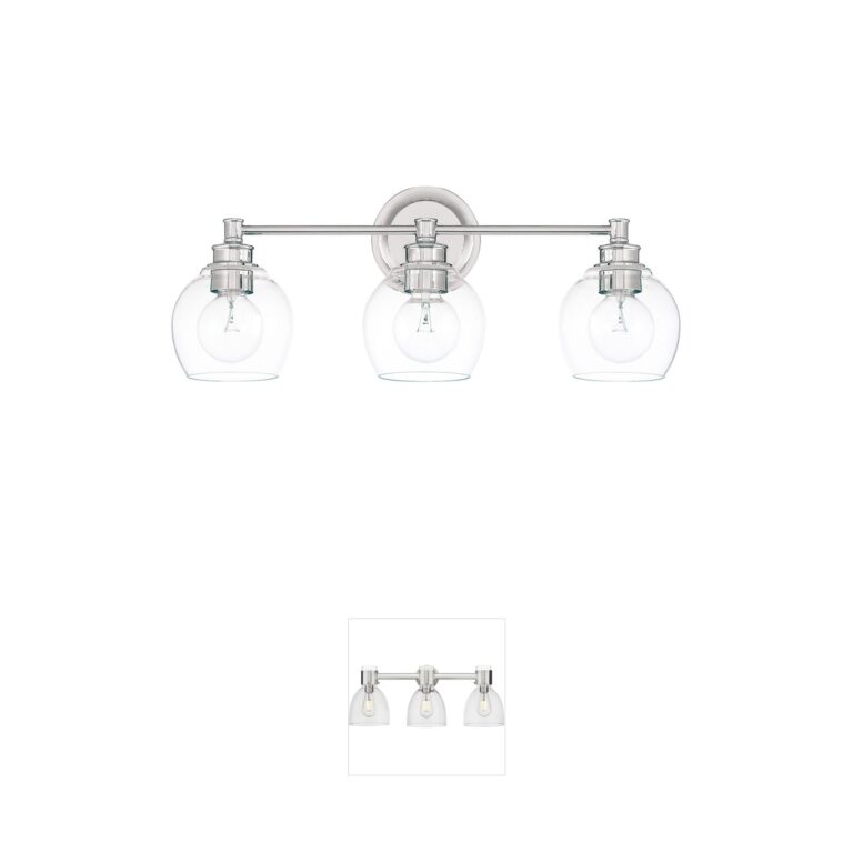 Capital Lighting Mid Century 3-Light Clear Globe Glass Vanity Light in Polished Nickel