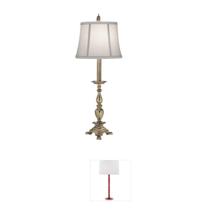 Stiffel Ellie Burnished Brass Buffet Lamp with Ivory Shadow Shade