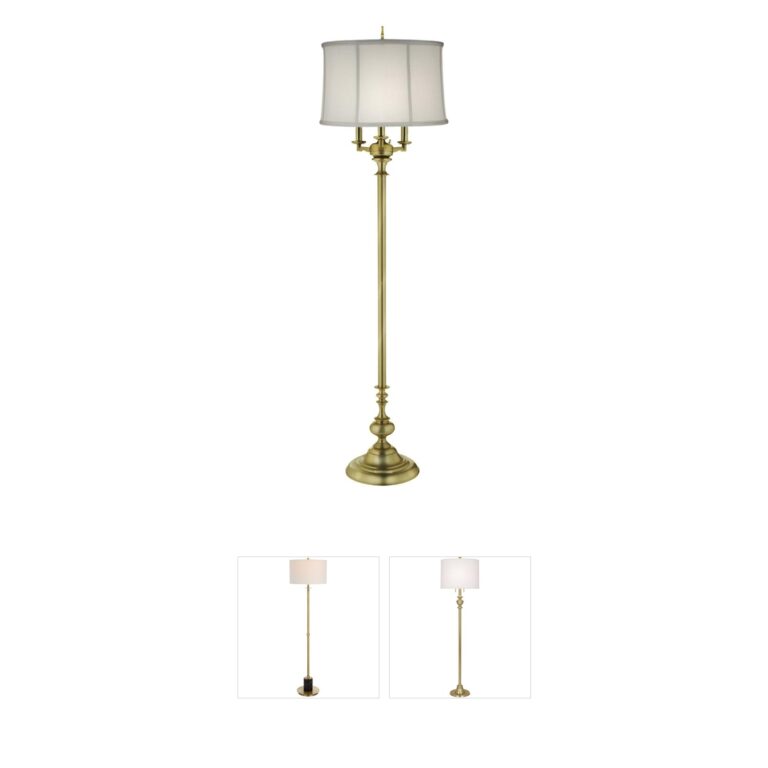 Stiffel Ellie Satin Brass Floor Lamp with Camelot Shade