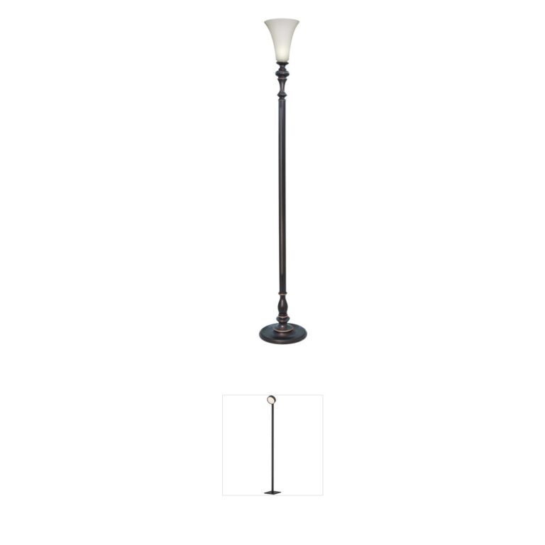 Stiffel Ellie Oxidized Bronze Torchiere Floor Lamp with Opal Acrylic Shade