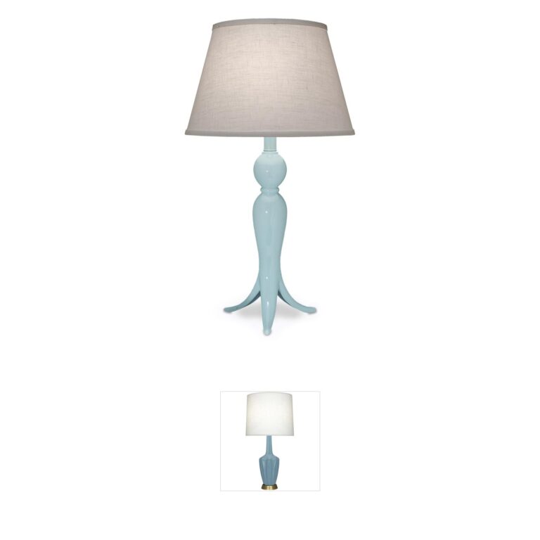 Stiffel Lamps Ellie Gloss Light Blue Table Lamp with Cream Shade