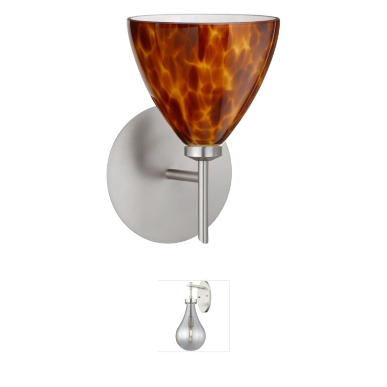 Besa Lighting Mia Satin Nickel & Amber Glass Mini Sconce