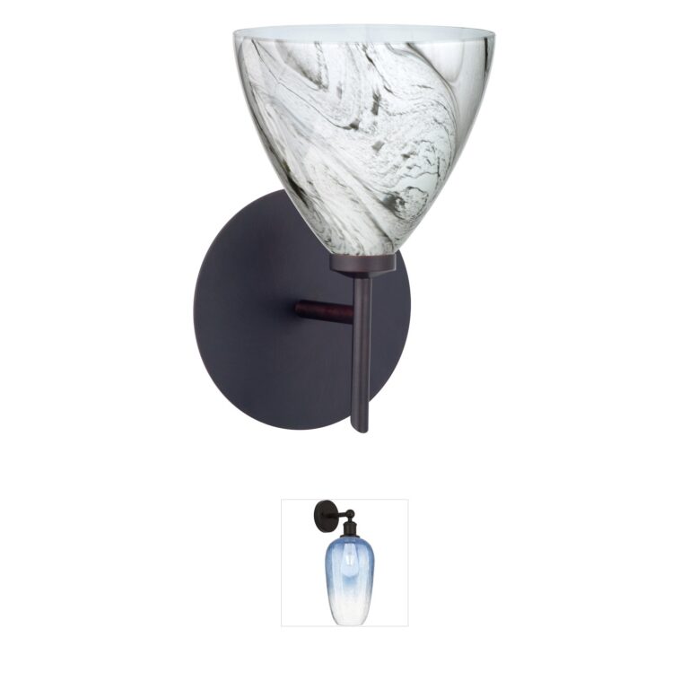 Besa Lighting Mia Collection Bronze Wall Sconce with Marble Grigio Glass