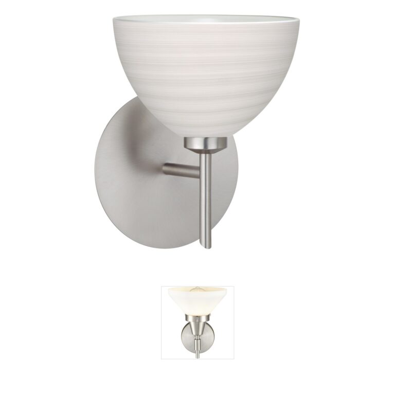 Besa Lighting Brella Satin Nickel & Chalk Glass Wall Sconce