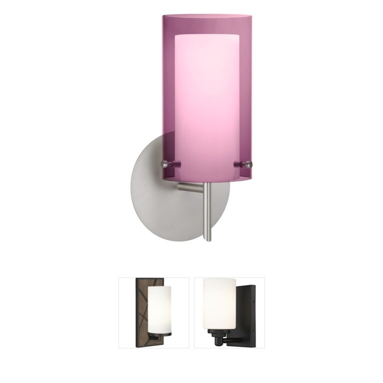 Besa Lighting Pahu 4 Satin Nickel & Amethyst Glass Sconce