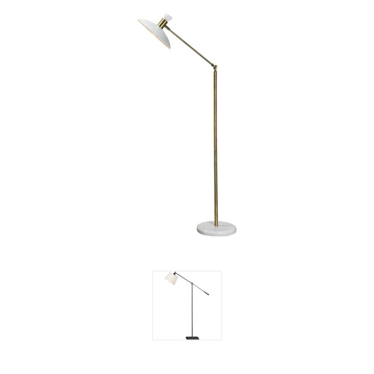 Renwil Troilus Polished Brass Floor Lamp with Marble Base