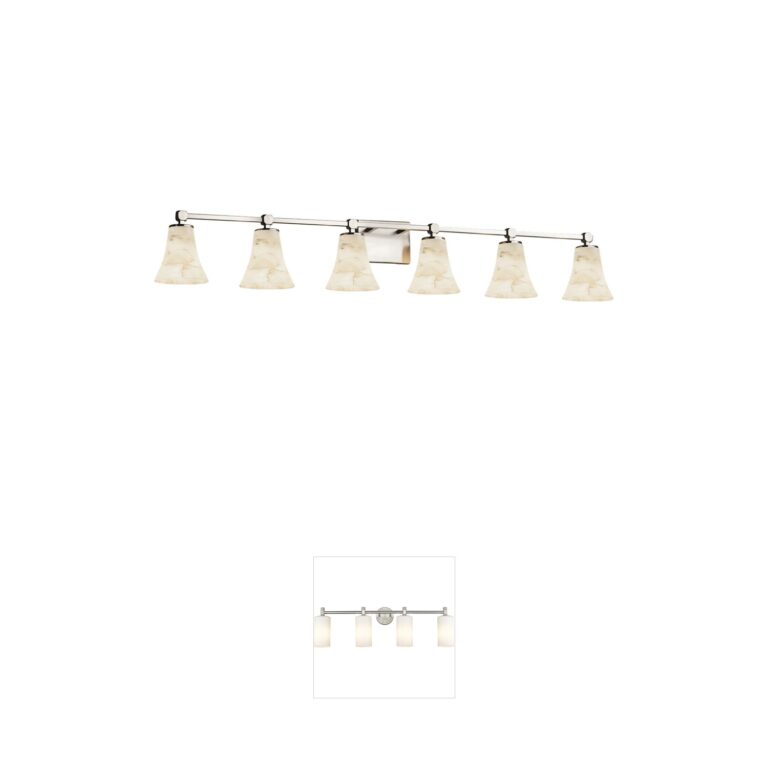 Justice Design Group Alabaster Rocks 6-Light Brushed Nickel Vanity Light