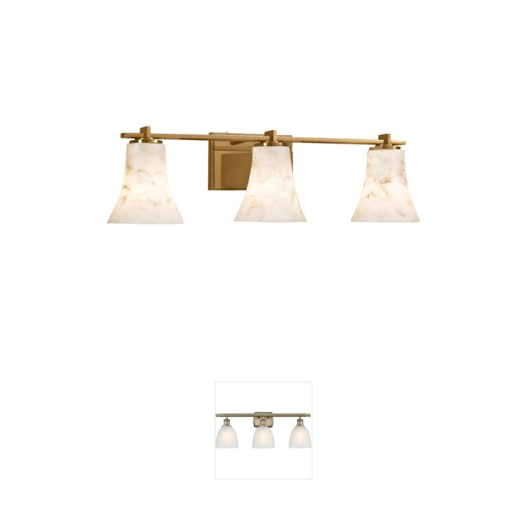 Justice Design Alabaster Rocks 3-Light Shaved Alabaster Vanity Light