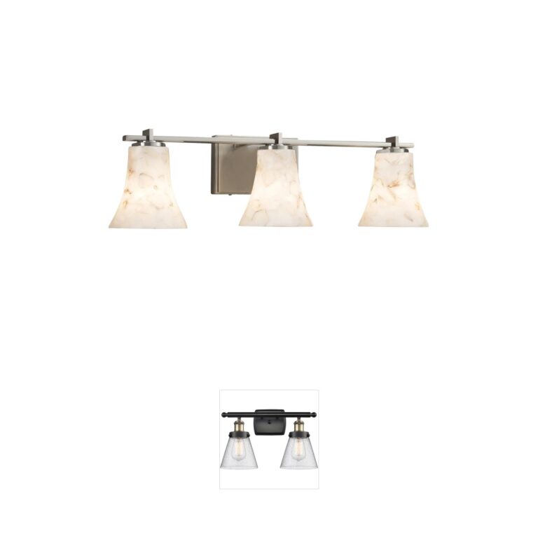 Justice Design Group Alabaster Rocks 3-Light Brushed Nickel LED Vanity Light