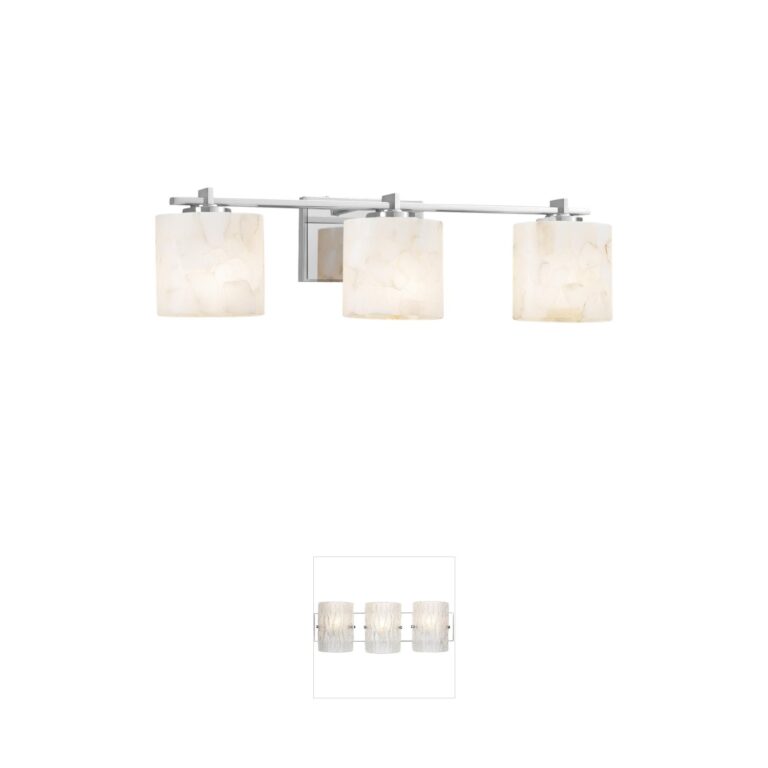 Justice Design Alabaster Rocks Polished Chrome 3-Light Vanity Light
