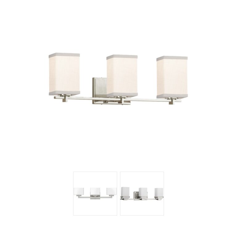 Justice Design Textile 24-Inch Brushed Nickel LED Bath Bar with Woven Fabric Shades