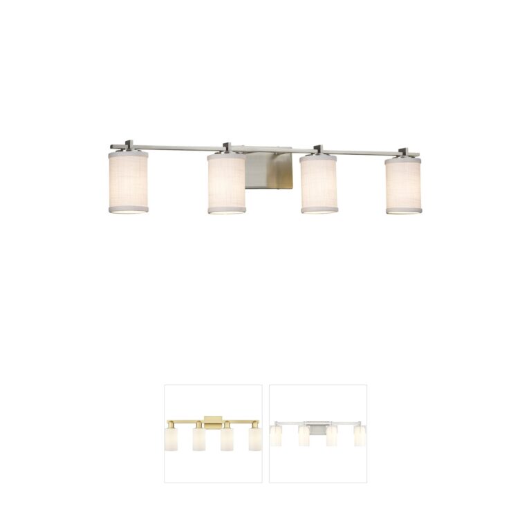 Justice Design Textile Brushed Nickel 4-Light Bathroom Vanity Light