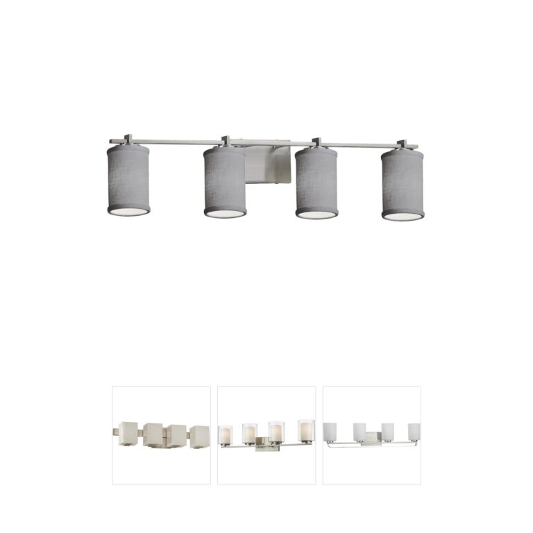 Justice Design Textile Brushed Nickel 4-Light Bath Bar