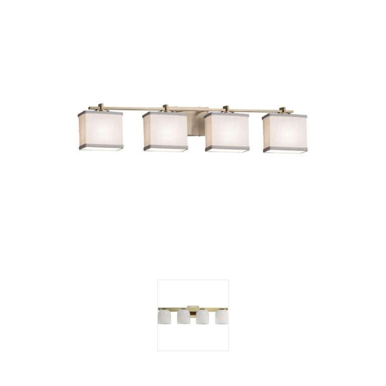 Justice Design Textile 4-Light Dark Bronze Vanity with Woven Fabric Shades