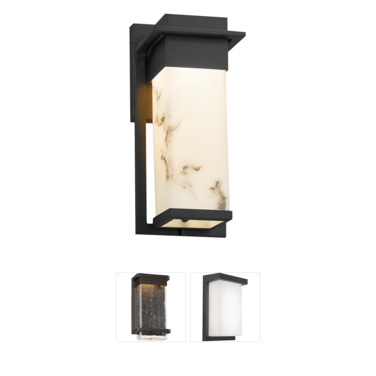 Justice Design Group Lumenaria Matte Black Outdoor Wall Sconce with Faux Alabaster Resin