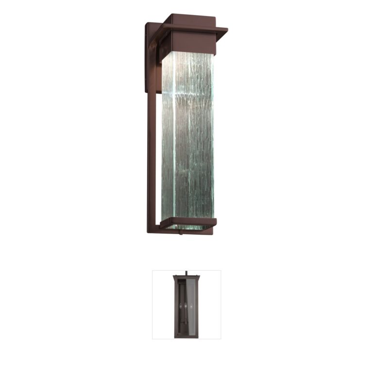 Justice Design Fusion Dark Bronze Outdoor Wall Sconce with Artisan Rain Glass