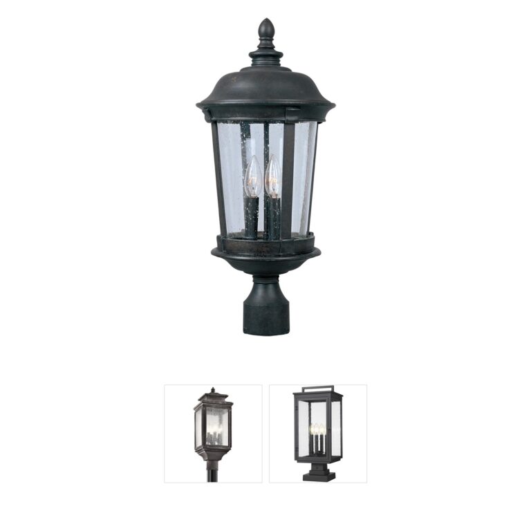 Maxim Lighting Dover DC Bronze Seedy Glass Post Lantern