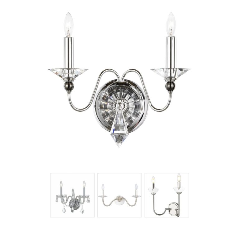 Schonbek Jasmine Polished Silver 2-Light Wall Sconce with Clear Optic Crystal