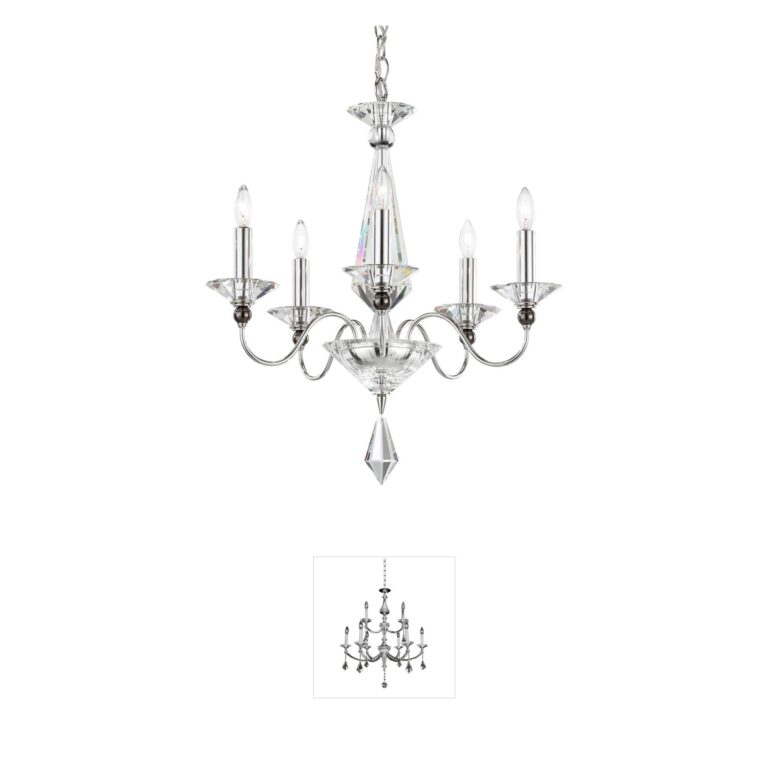 Schonbek Jasmine 5-Light Polished Silver Chandelier with Clear Optic Crystal