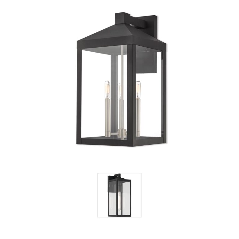 Livex Lighting Nyack Black Solid Brass Outdoor Wall Lantern