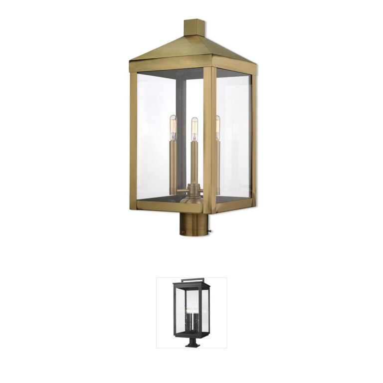 Livex Lighting Nyack Antique Brass Outdoor Post Light