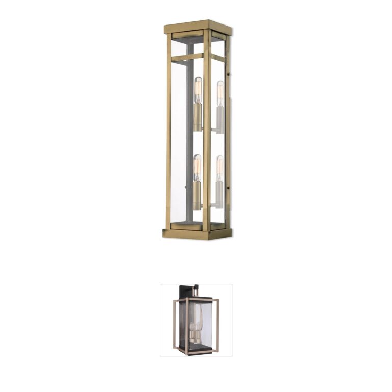 Livex Lighting Hopewell Antique Brass Outdoor Wall Lantern