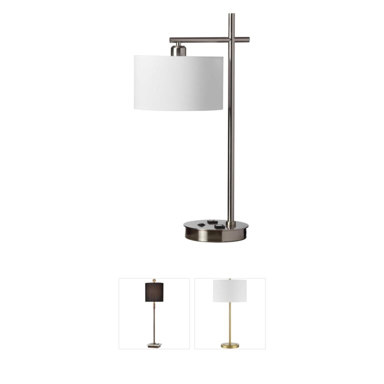 Dainolite Modern Collection Satin Chrome Table Lamp with USB