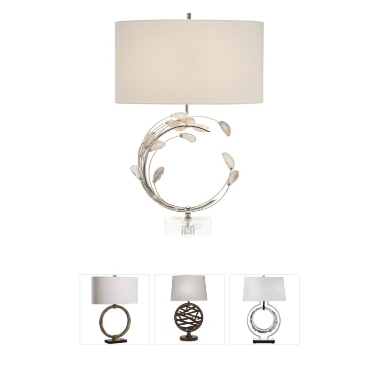 John-Richard Swirling Agate Table Lamp in Polished Nickel